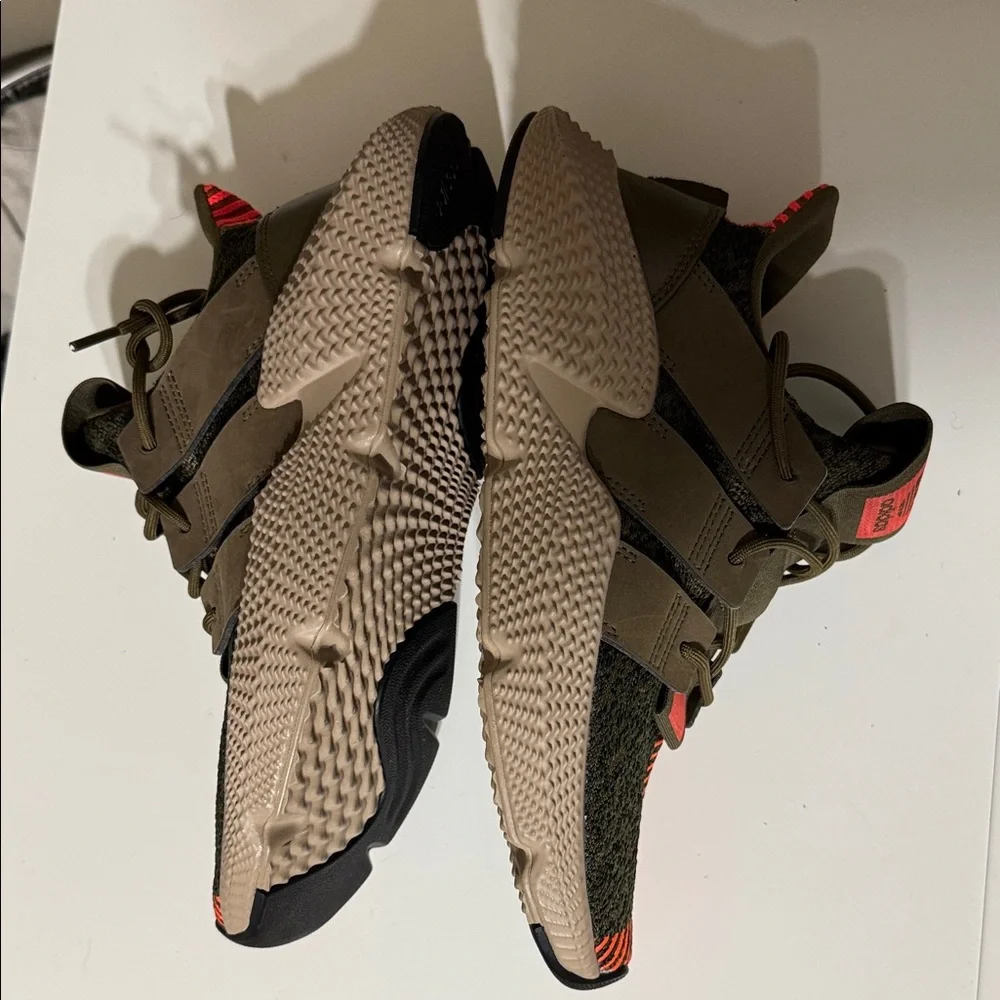 adidas Sneakers Olive Green Red Orange Accents
